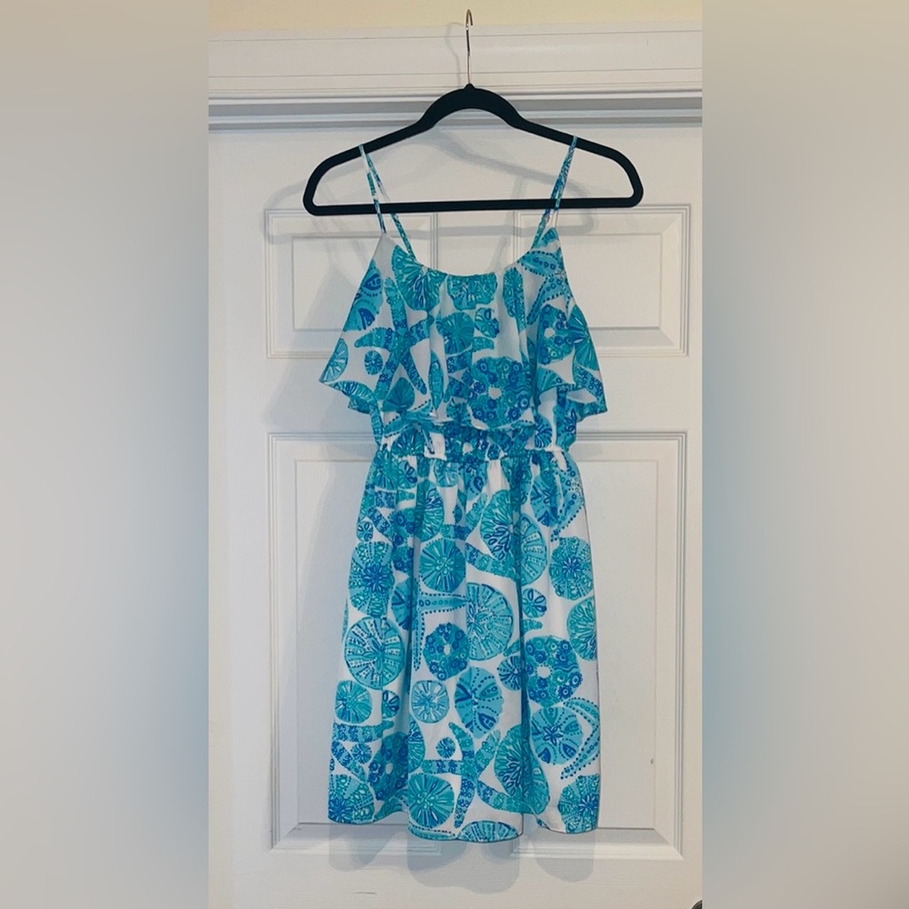 Lilly Pulitzer Target Dress Medium Flounce Spaghetti Strap Beach Pattern.